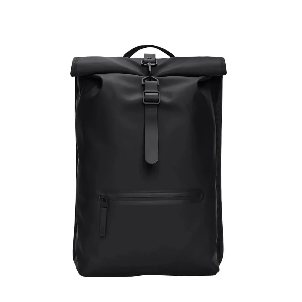 Rains Men's Rolltop Rucksack W3 Backpack Adjustable Straps Black One Size NWT